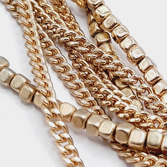 Chico’s Gold Tone 9-Strand Knotted Tassel Necklace, 26", Statement Piece - Picture 9 of 11